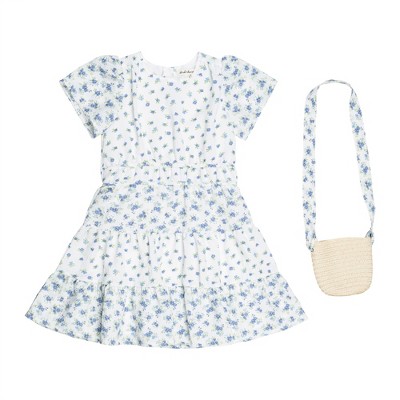 Derek Heart Little Girls Printed Tiered Dress, Blue Multi