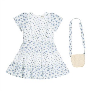 Derek Heart Little Girls Printed Tiered Dress, Blue Multi - 1 of 4