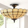 JONATHAN Y Jennifer Tiffany-Style Glass/Metal LED Semi-Flush Mount - 4 of 4