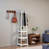 NAYSAYE Coat Hanger Wood Freestanding Coat Rack with 3 Tier Storage Shelves and Hooks for Entryway Bedroom or Living Room, White, 17"*17"*72" - 4 of 4
