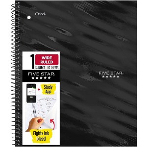 Five Star Active Subject Wide Ruled Notebook 80ct Black - 1 of 4