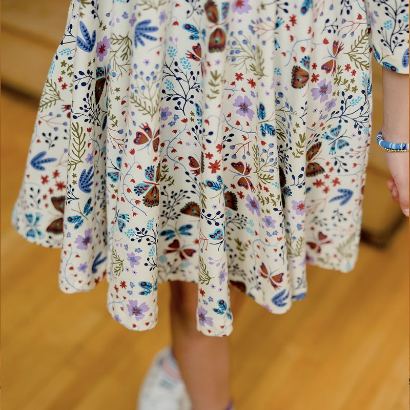 Mightly Girls Fair Trade Organic Cotton Print 3/4 Sleeve Twirl Dress, 4 of 6
