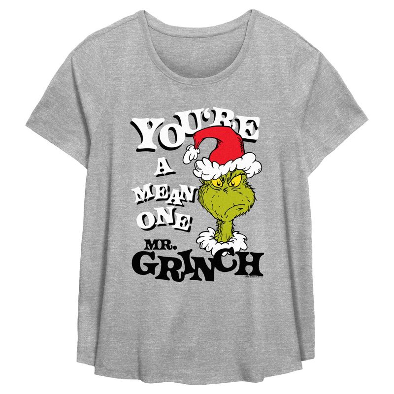 Women's Dr. Seuss Christmas The Grinch You're a Mean One Portrait T-Shirt, 1 of 4