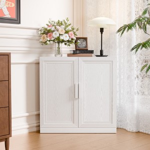 31 in. Tall Wood Grain Corner Storage Cabinet in Natural Wood Color, Storage Organizer with Adjustable Shelves for Bedroom Living/Dinning Room - 1 of 4