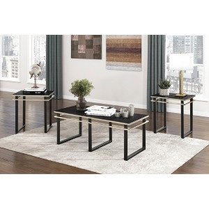 Glass Metal Coffee Table and 2 End Tables with Tempered Top, Metal Frame and Modern Design for Living Room - 1 of 4