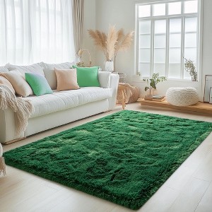 4'x6' Soft Rug Indoor Modern Fluffy Area Rugs for Living Room Bedroom Carpet Home Decor,Green - 1 of 4