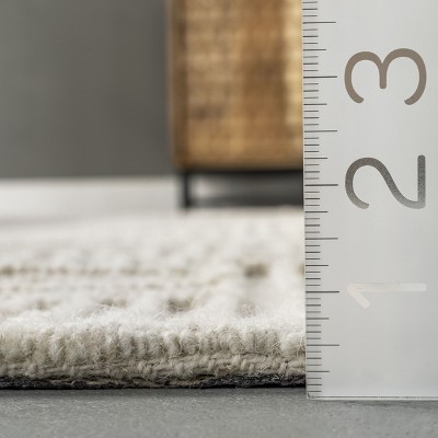 Ivory Geometric Hand-Hooked Wool 4' x 6' Area Rug
