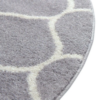 7' Round Light Gray/Ivory Trellis Synthetic Area Rug