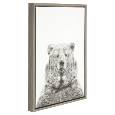 Gray Framed Bear Portrait Canvas Art for Kids