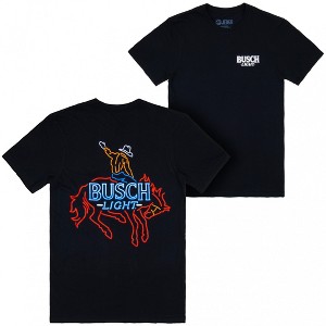 Mens Busch Light Neon Cow Front and Back Print T-Shirt - 1 of 4
