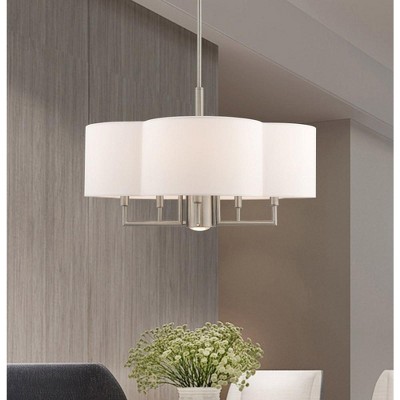 Chelsea Clover-Shaped 6-Light Brushed Nickel Pendant Chandelier