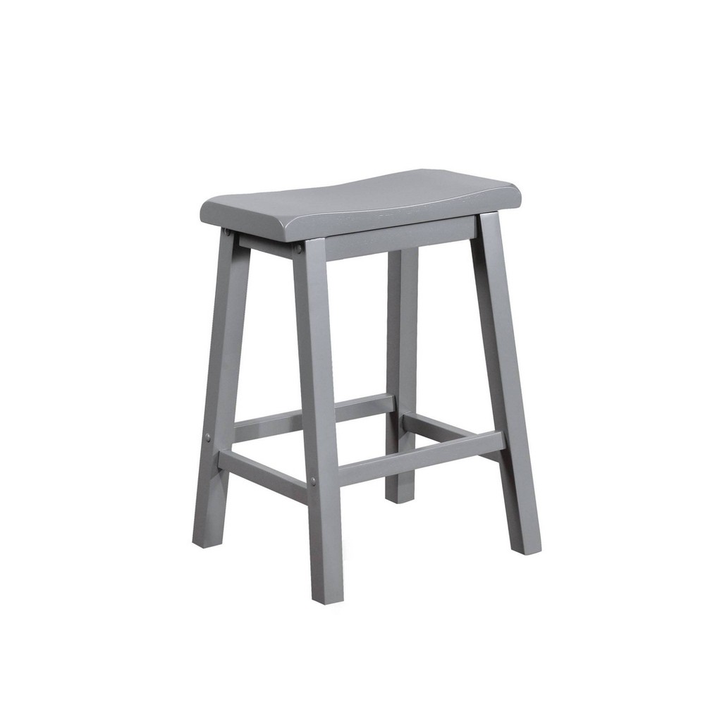 Owen Backless Counter Height Barstool Gray - Powell Company: Solid Wood Saddle, 275 lb Capacity