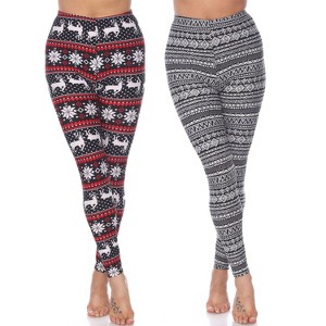 Women's Pack of 2 Leggings - One Size Fits Most - White Mark - 1 of 1