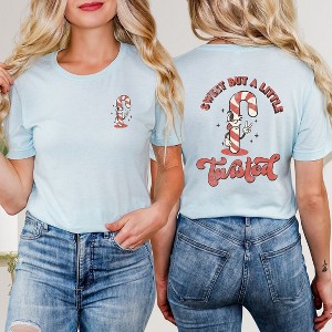 Simply Sage Market Women's A Little Twisted Candy Cane Front and Back Short Sleeve Graphic Tee - 1 of 4