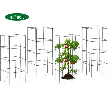 Costway 4 Pack Tomato Cages Garden Cages Stakes Plant Trellis 16'' x 16'' x 39''