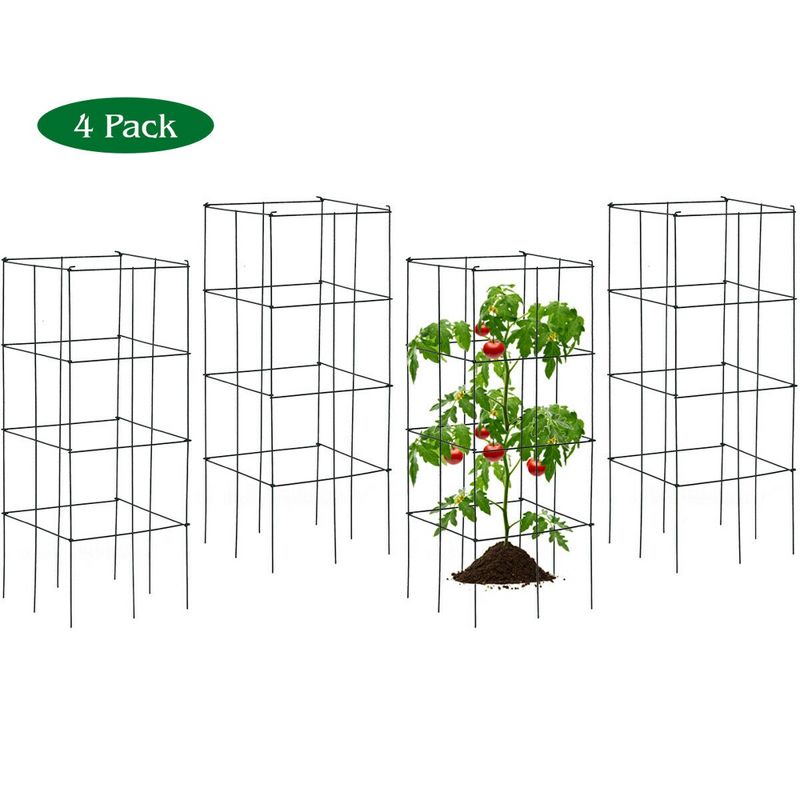 Costway 4 Pack Tomato Cages Garden Cages Stakes Plant Trellis 16'' x 16'' x 39'', 1 of 11
