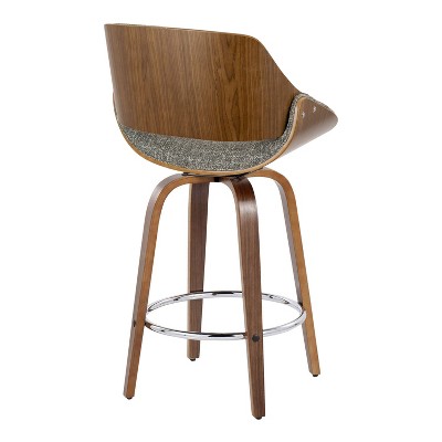 Fabrizzi Dark Gray Wood and Metal Swivel Counter Stool Set