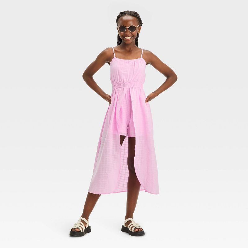 Girls' Ruched Waist Cami Strap Walkthrough Dress - art class™, 4 of 5