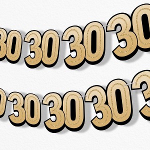 Big Dot of Happiness 30th Birthday Garland Banner Adult Black and Gold Birthday Backdrop 30 Feet of Cord 15 Double Sided Paper Number Age 30 Shapes - 1 of 4