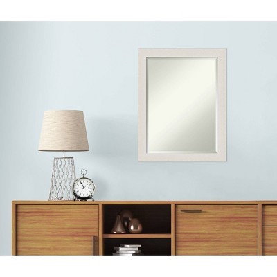 Rustic Plank White Narrow 27.5" x 21.5" Beveled Bathroom Vanity Mirror