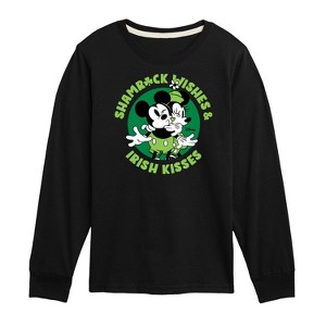 Boys' - Disney - Shamrock Wishes Irish Kisses Long Sleeve Graphic T-Shirt - 1 of 4