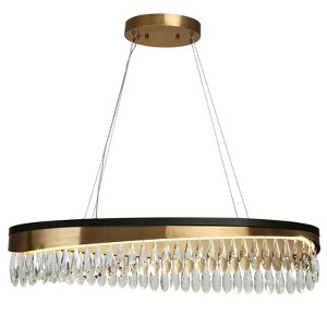LNC Delphinium 1-Lights 31.5 Modern Luxury LED Rectangle Crystal Island Lights, Gold and Black - 1 of 4