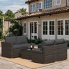 ELJGET 4 Pieces Patio Furniture Sets, All Weather Outdoor Sectional Patio Sofa, Wicker Rattan Patio Seating Sofas with Cushion and Glass Table - 3 of 4