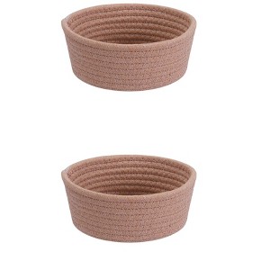 REGALWOVEN Home Decor Entryway Desk Key Tray Round Woven Storage Basket 2 Pcs - 1 of 4