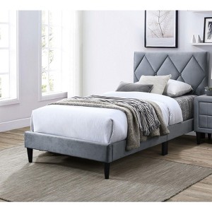 NicBex Twin/Full Size Upholstered Platform Bed Frame with Adjustable Headboard,Modern Velvet Tufted Headboard,No Box Spring Needed,Easy Assembly - 1 of 4