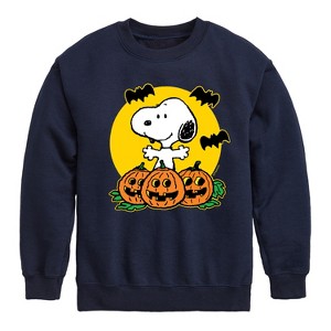 Boys' - Peanuts - Snoopy Pumpkin Patch Graphic Long Sleeve Fleece Sweatshirt - 1 of 4
