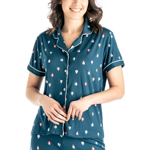 Hello Mello Women's Carried Away Lounge Short Sleeve Shirts Pajama Tops - image 1 of 4