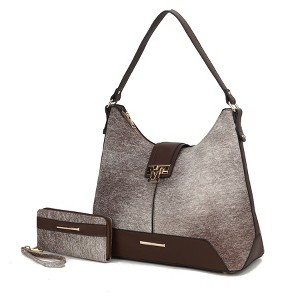 MKF Collection Graciela Women's Vegan Leather Color Block Hobo Shoulder Bag with Wallet by Mia K - 1 of 4