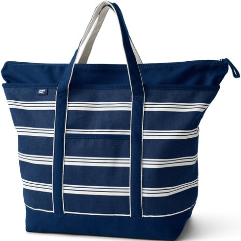 Lands End Canvas Tote Bag Medium leather strap Boat Beach Pool