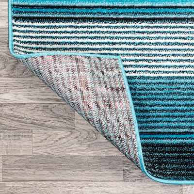 Coastal Charm Blue Stripe Synthetic 3' x 5' Area Rug