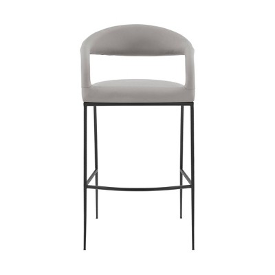 Ramona 26" Light Gray Faux Leather and Iron Counter Stool