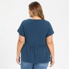 Women's Plus Size Pleated Front Ruffle Sleeve Crew Neck Flowy Summer Casual Babydoll Blouses - GRACE & GRANDEUR - 3 of 4