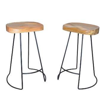 Set of 2 24" Vale Counter Height Barstools Natural/Black - Carolina Chair and Table