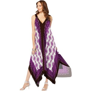 Roaman's Women's Plus Size Scarf-Print Maxi Dress - 1 of 4