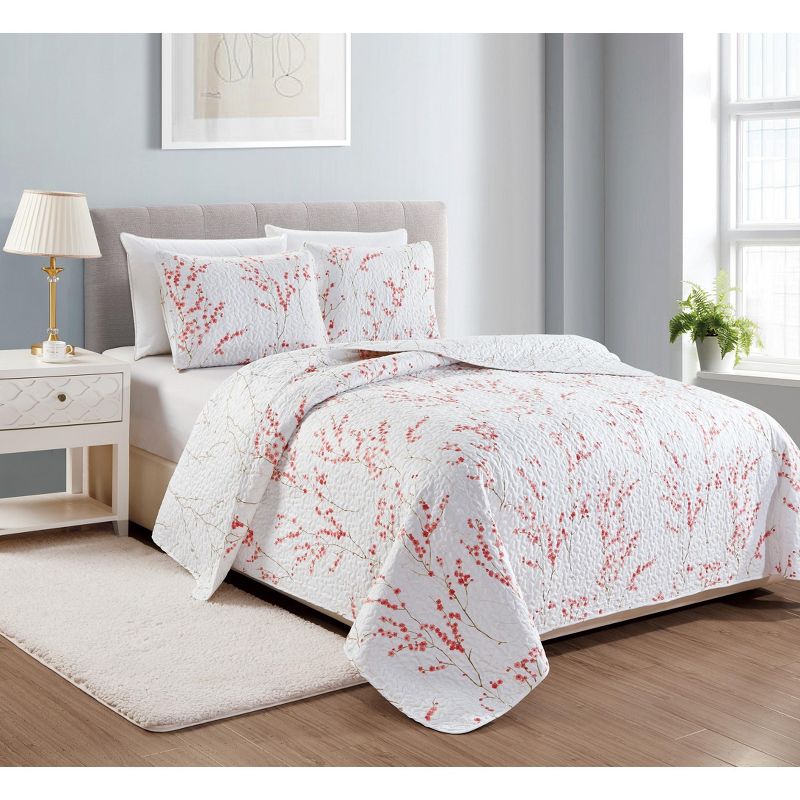 Great Bay Home Floral Reversible Quilt Set With Shams, 4 of 6
