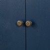 VYNXARIA Industrial 4-Door Navy Blue Credenza with Wooden Arc Legs & Bronze Clasps for Stylish Storage - 4 of 4