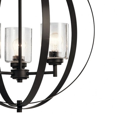 Winslow 17" Black and Bronze Globe Chandelier with Clear Glass Shades