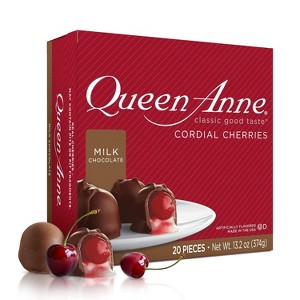 Queen Anne Milk Chocolate Covered Cordial Cherries | 13.2 oz | 20 Piece Gift Box | Whole Cherry Sweet Creamy Fruity Flavor | Holiday Candy - 1 of 4