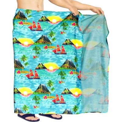 HAPPY BAY Men's Swim Bath Trunk Swimsuit Regular Surfing Swimwear Summer Sarong Long Pareo Beach Wrap for Men One Size Green, Tree