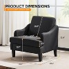 VINGLI Linen Fabric Accent Chair Black, Modern Upholstered Armchair, Comfy Sofa Chair Living Room Bedroom Furniture for Apartment - 2 of 4
