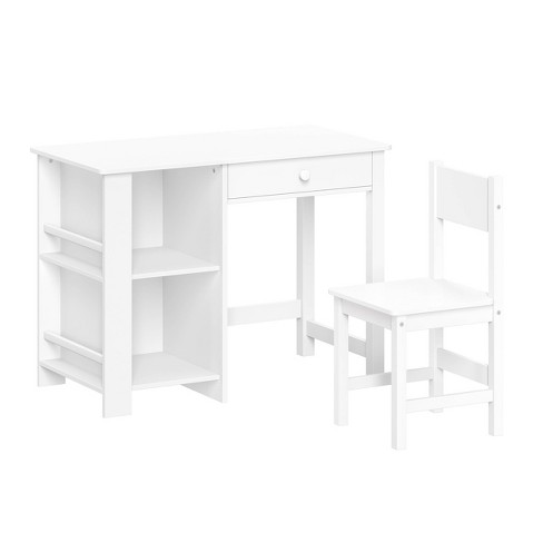 Kids' Desk and Chair Set with Cubbies and Bookracks White - RiverRidge Home