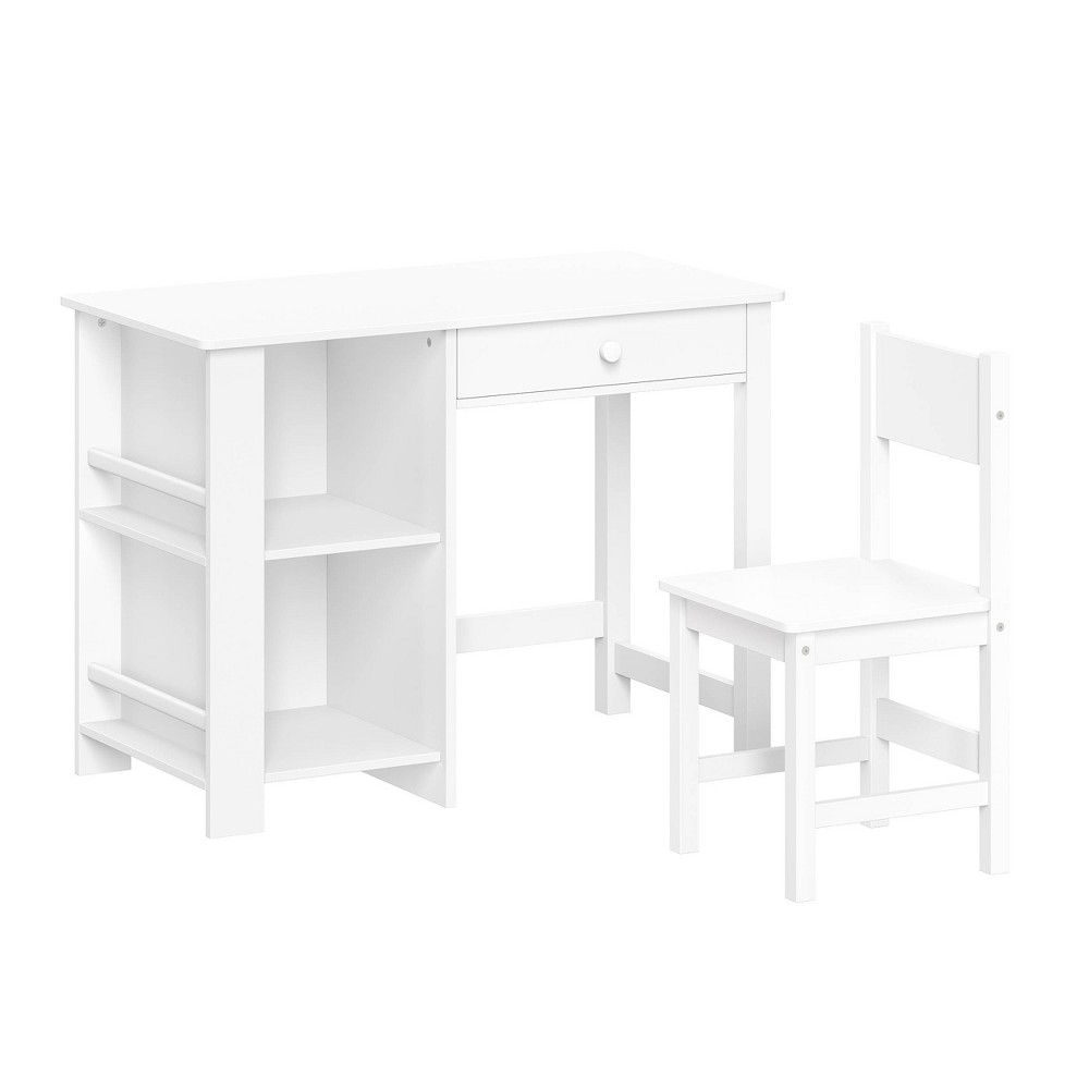 Photos - Other Furniture Kids' Desk and Chair Set with Cubbies and Bookracks White - RiverRidge Hom