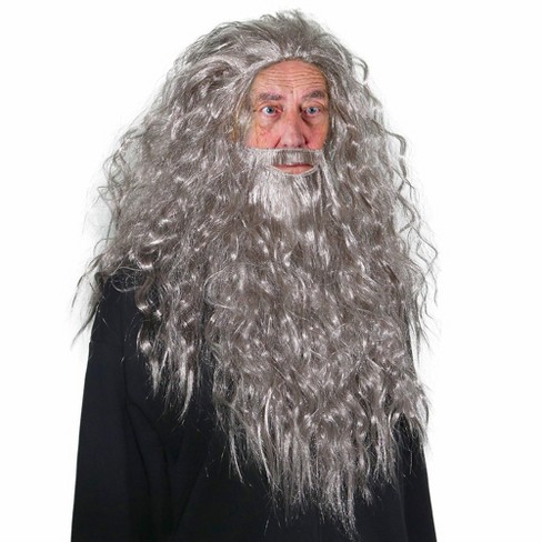 Skeleteen Men s Wig and Beard Costume Set Gray