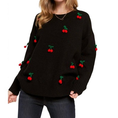 Women's Shirley Temple Cherry Pom Sweater - And The Why