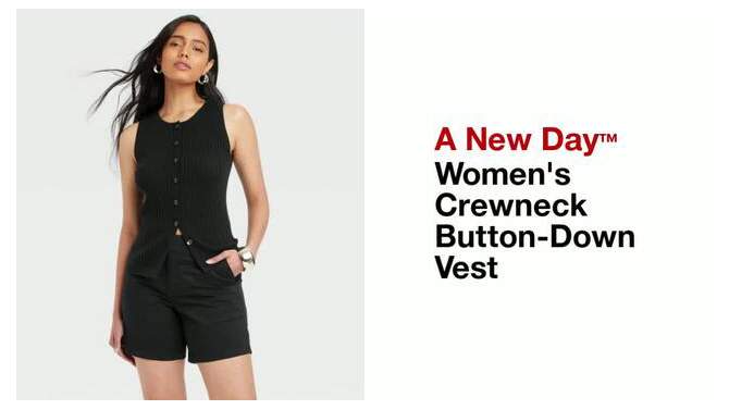 Women's Crewneck Button-Down Vest - A New Day™, 2 of 5, play video