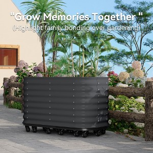 COZONY 0.6mm Galvanized Steel Raised Garden Bed with Wheels & Water Reservoir, Oval Rolling Planter Box for Indoor Outdoor Gardening - 1 of 4